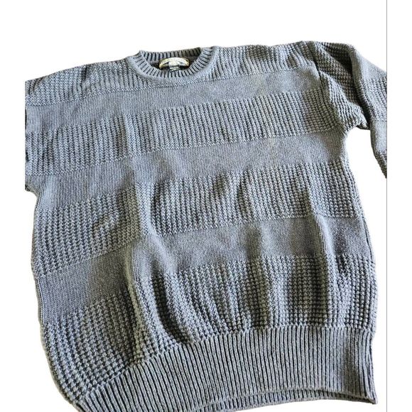 Vintage 90's Thorton Bay Blue Cotton Sweater sz M Navy Men's Fall Winter - Picture 4 of 7